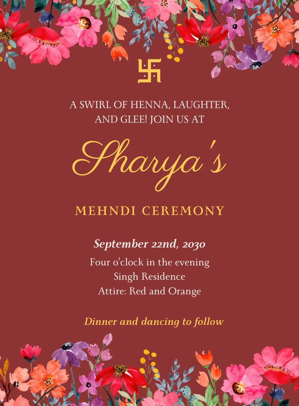 Red Floral Hindu Wedding Invitation-AAHIN006