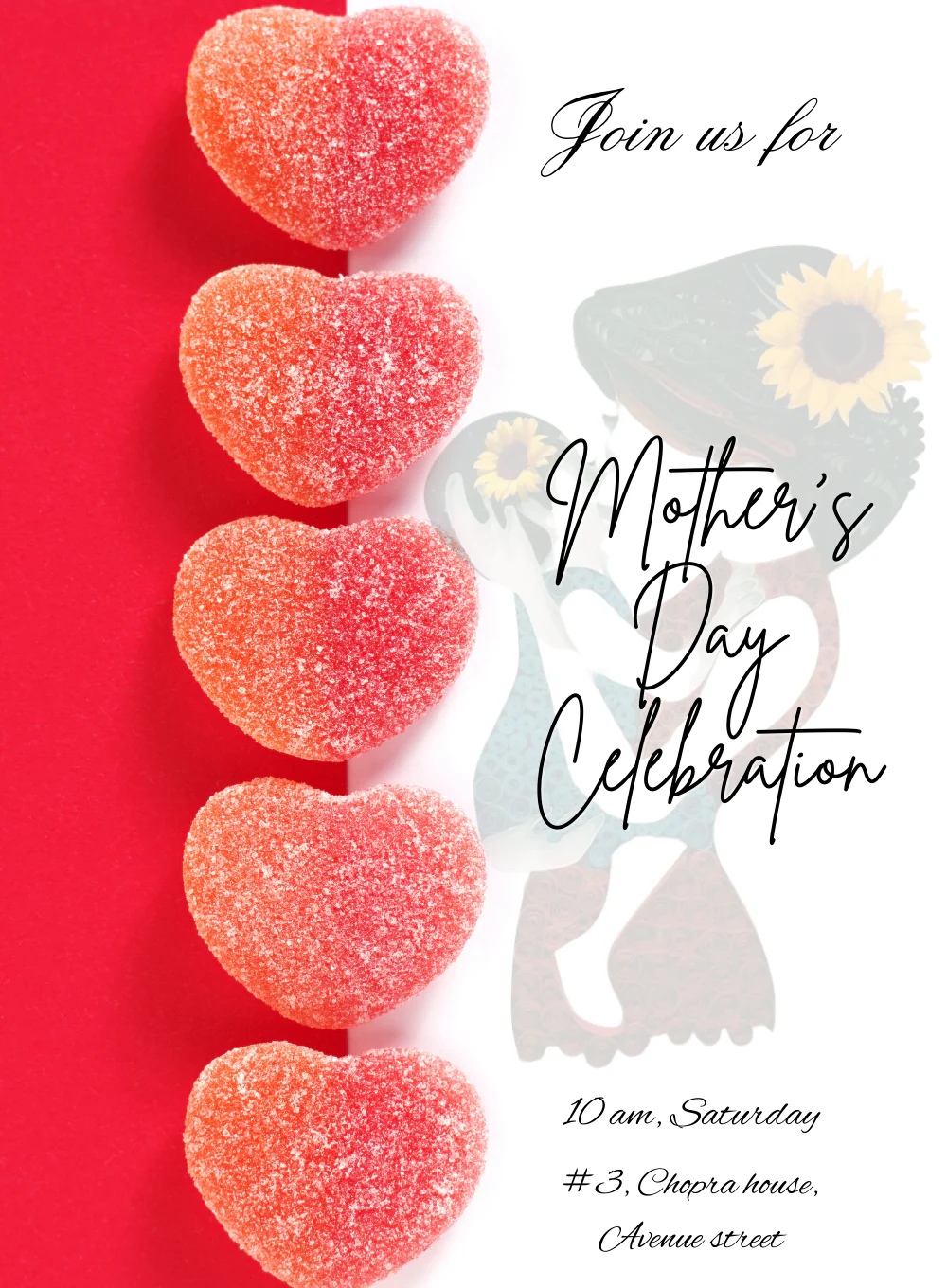 Red Heart Mother's day Invitation-AAMOT007