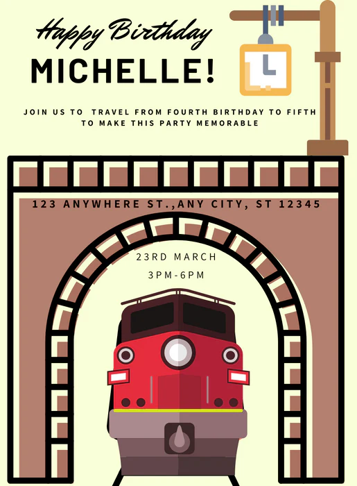 Red Rustic Trains Invitation-AATRA008 - Image 2