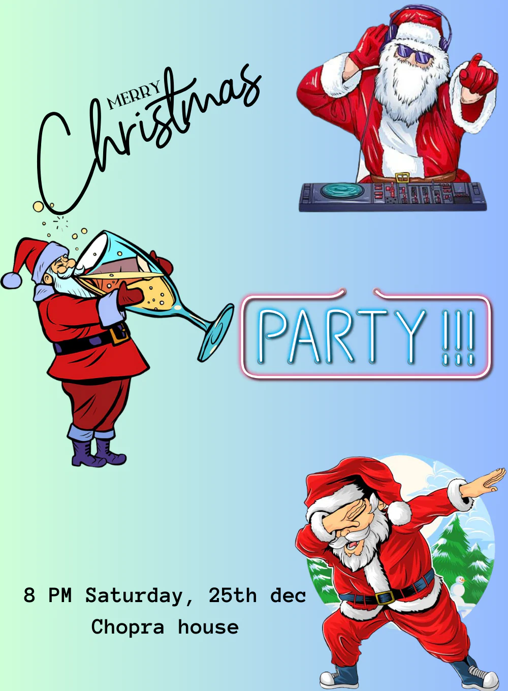 Red Santa Christmas Invitation-AACSS004