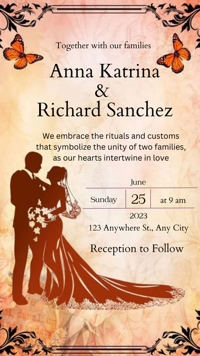 Red Silhouette Christian Wedding Invitation-AACWI011 - Image 2