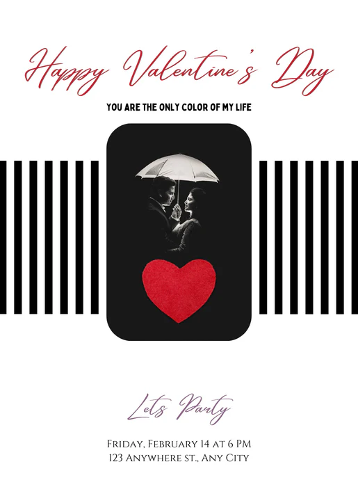 Red Umbrella Valentine s day Invitation-AAVAl020 - Image 2