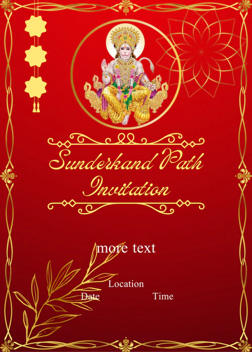 Red With Golden Theme Sunderkand Path Invitation-AASPI001 - Image 2