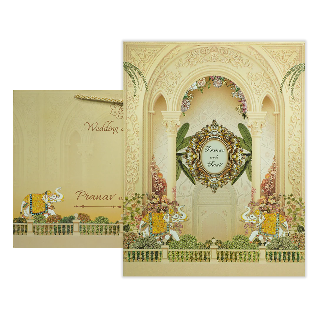 Regal Arch Elephant Wedding Invitation Box-KMMEX8330 - Image 3