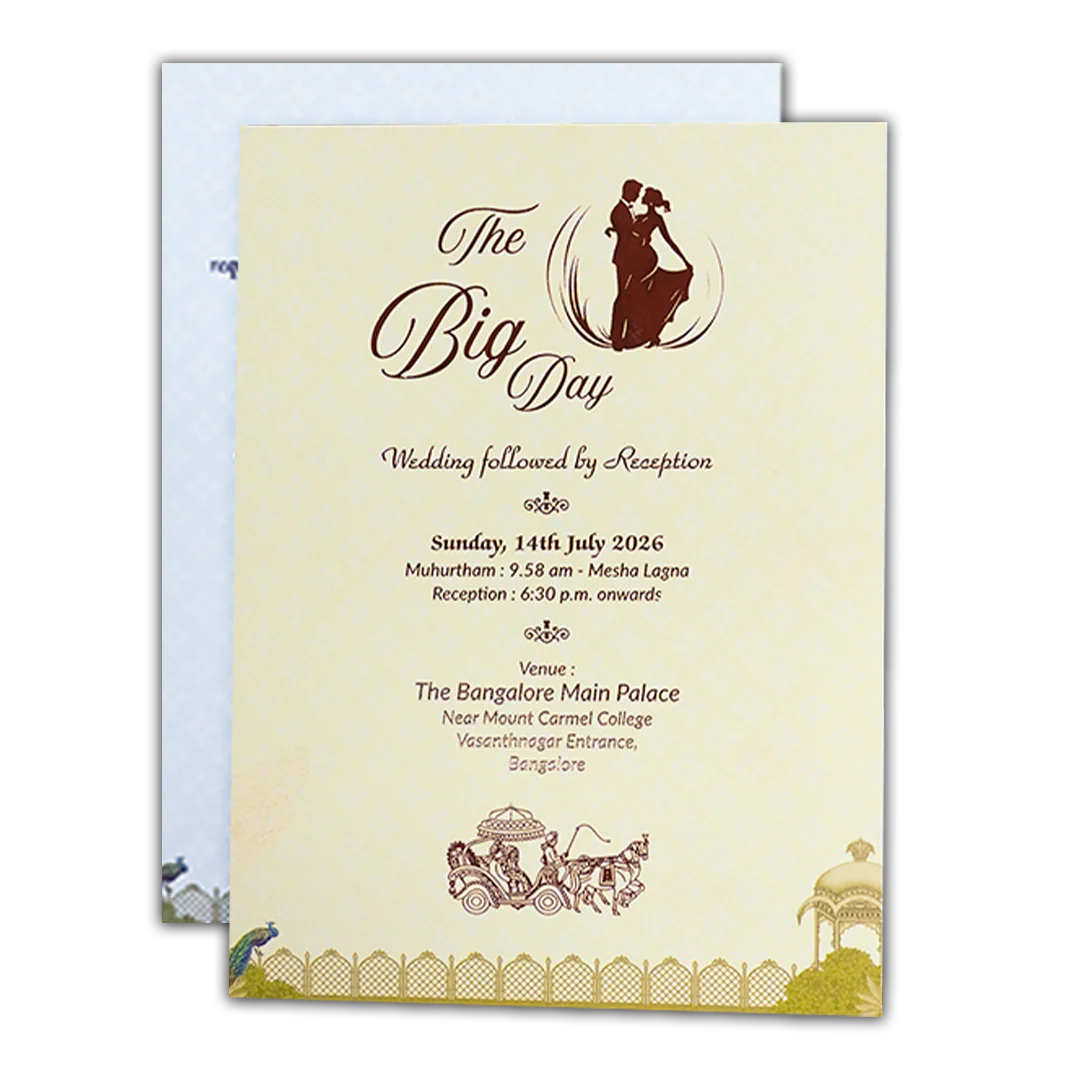 Regal Blue Elephant Gatefold Wedding Card-KNKC4089 - Image 5