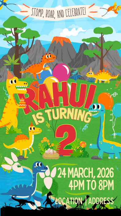 Roaring Green Dinosaurs Invitation-AADII001 - Image 2