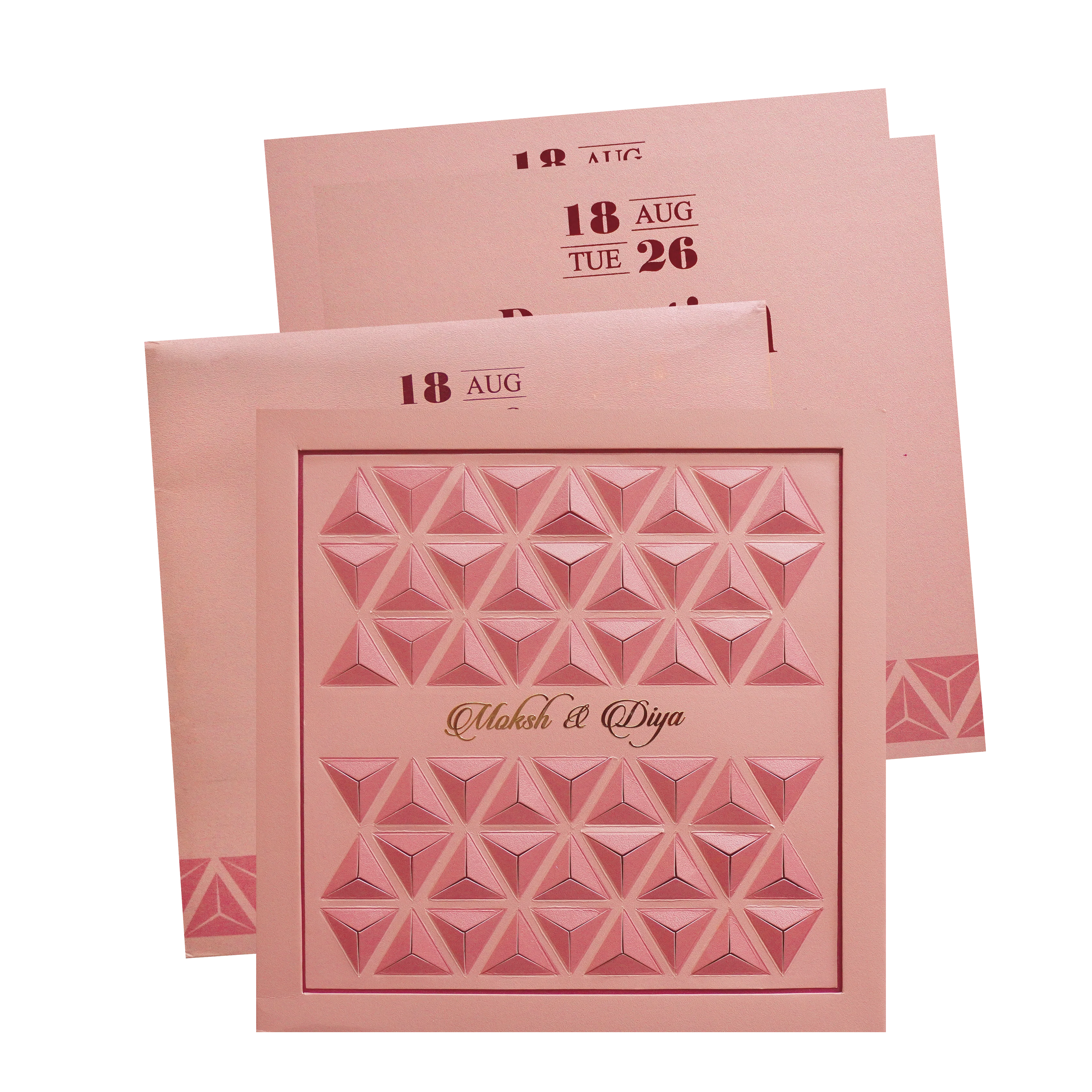 Rose Gold Padded Wedding Invitation Card-KPR24780