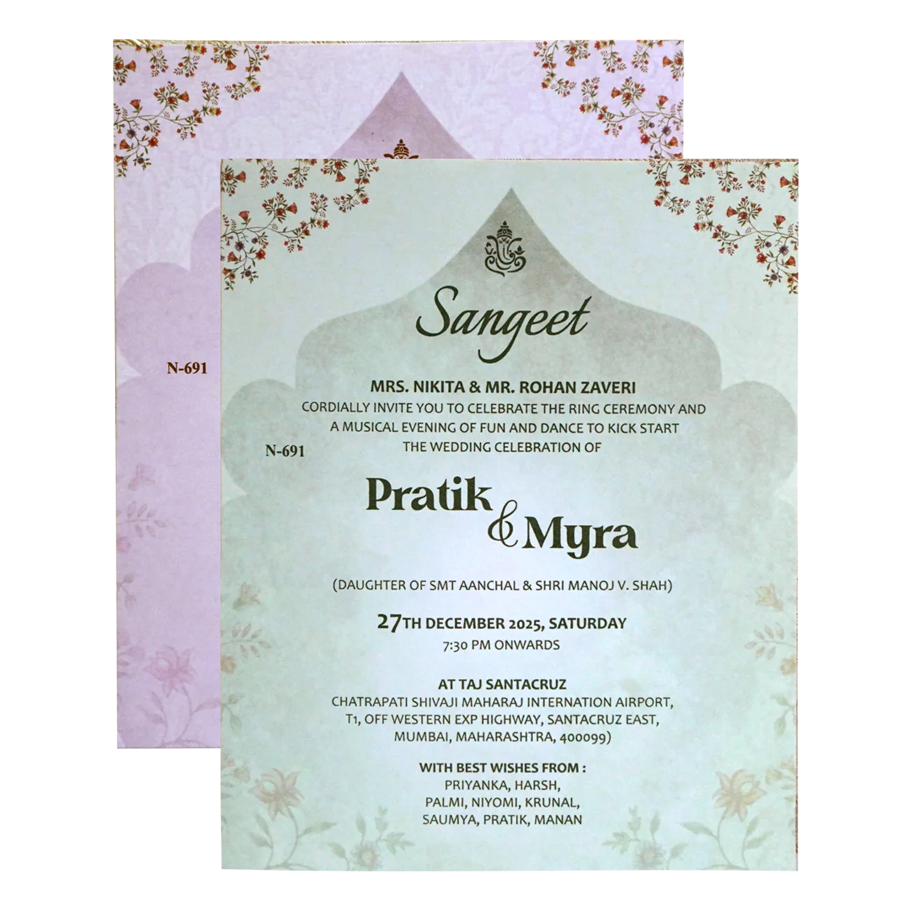 Rosy Brown Wedding Card-KVN06910 - Image 5