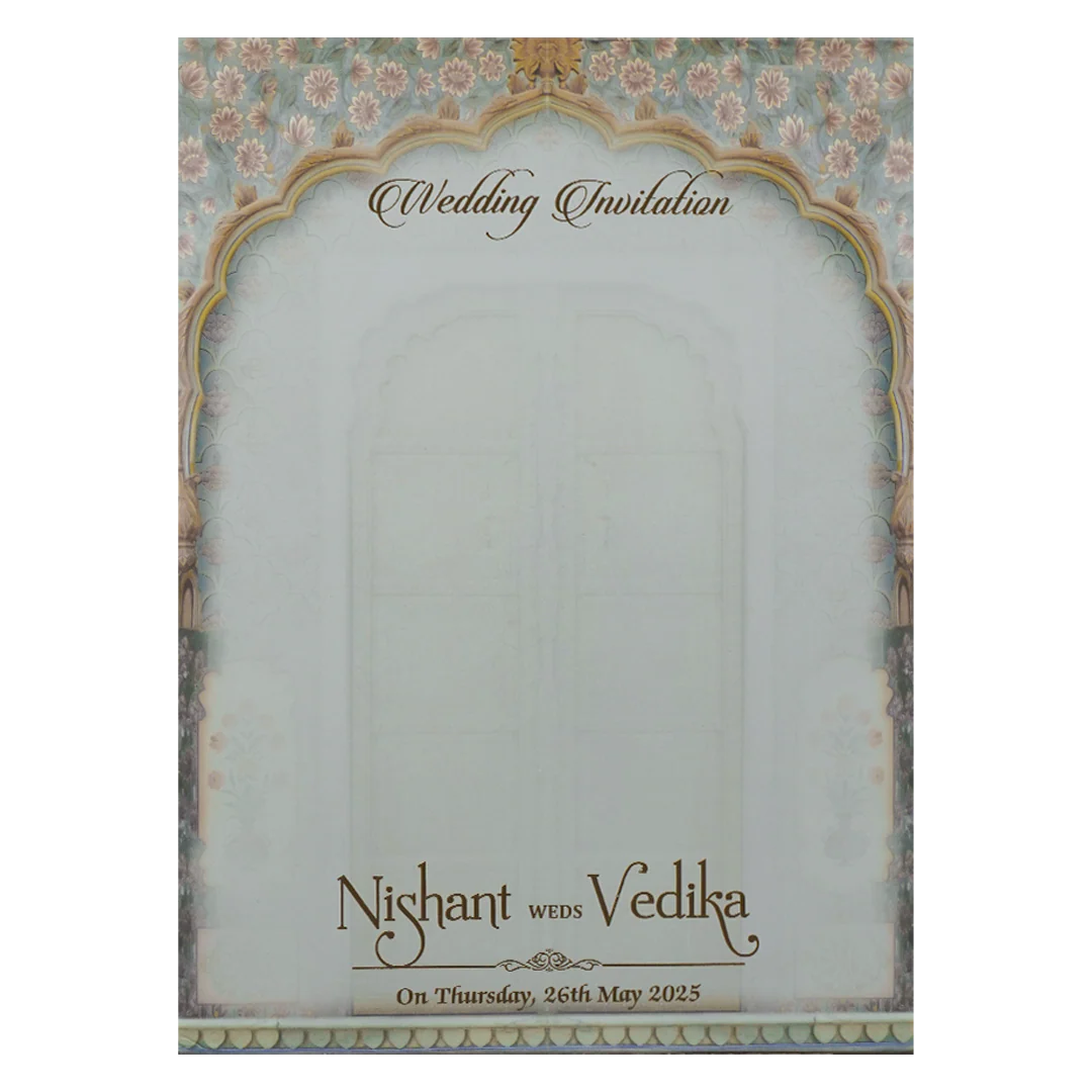 Royal Arch Palace Door Padded Wedding Card-KRE27890 - Image 4