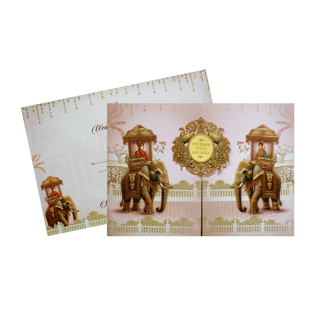 Royal Baraat Gold Foil Door Style Wedding Invitation Card-KRB09080 - Image 2