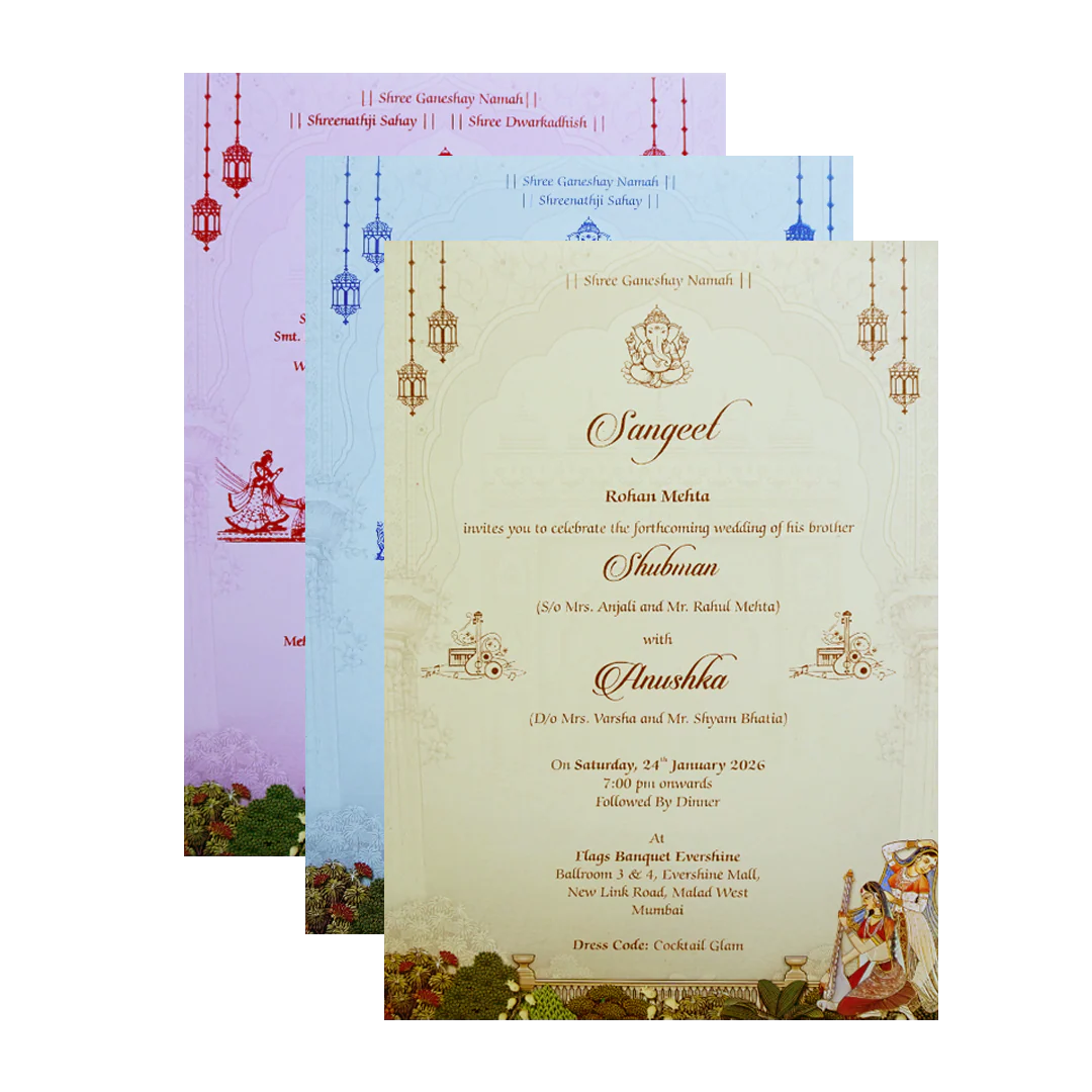 Royal Blue Gold Foil 3 Fold Bride and Groom Wedding Invitation Card-KRB09010 - Image 5