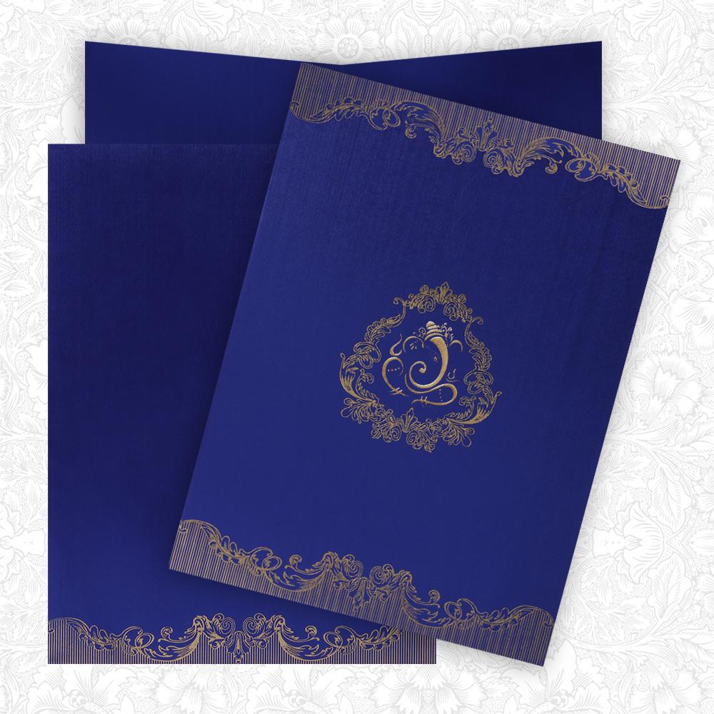 Violet Ganesha Floral Invitation Card-KNK4529