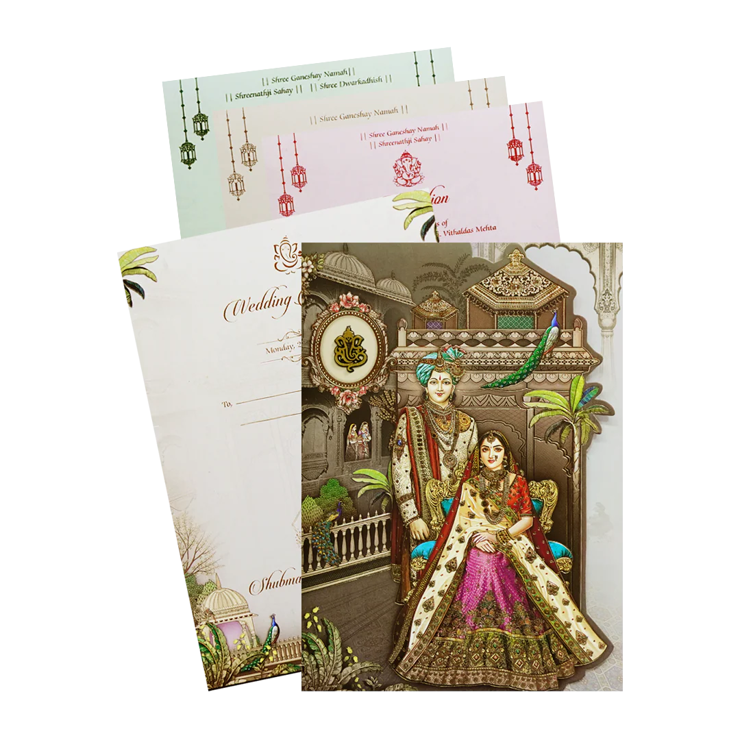 Royal Bride and Groom 3-Fold Wedding Card-KRB09020