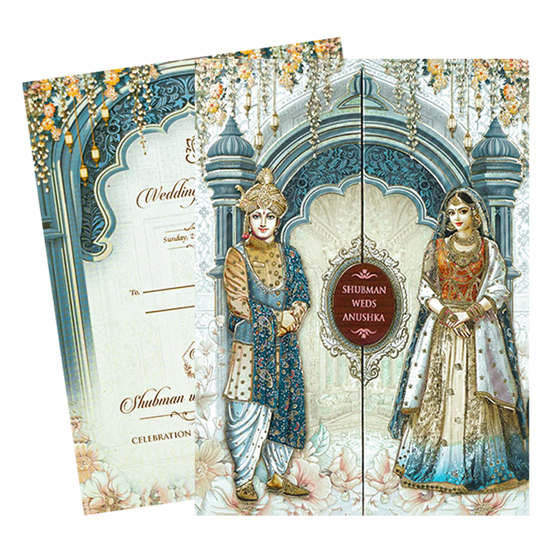 Royal Bride Groom Theme Padded Wedding Card-KRB09220 - Image 2