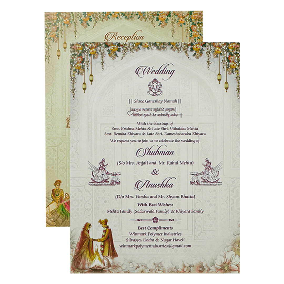 Royal Bride Groom Theme Padded Wedding Card-KRB09220 - Image 5