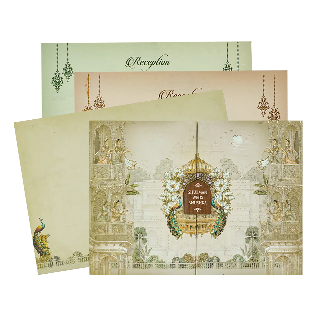 Royal Cream Ivory Padded Wedding Card-KRB09240