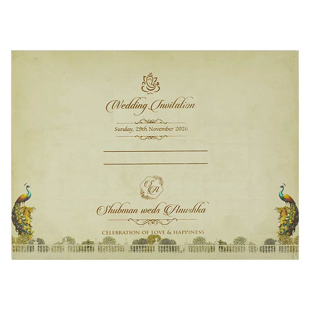 Royal Cream Ivory Padded Wedding Card-KRB09240 - Image 4