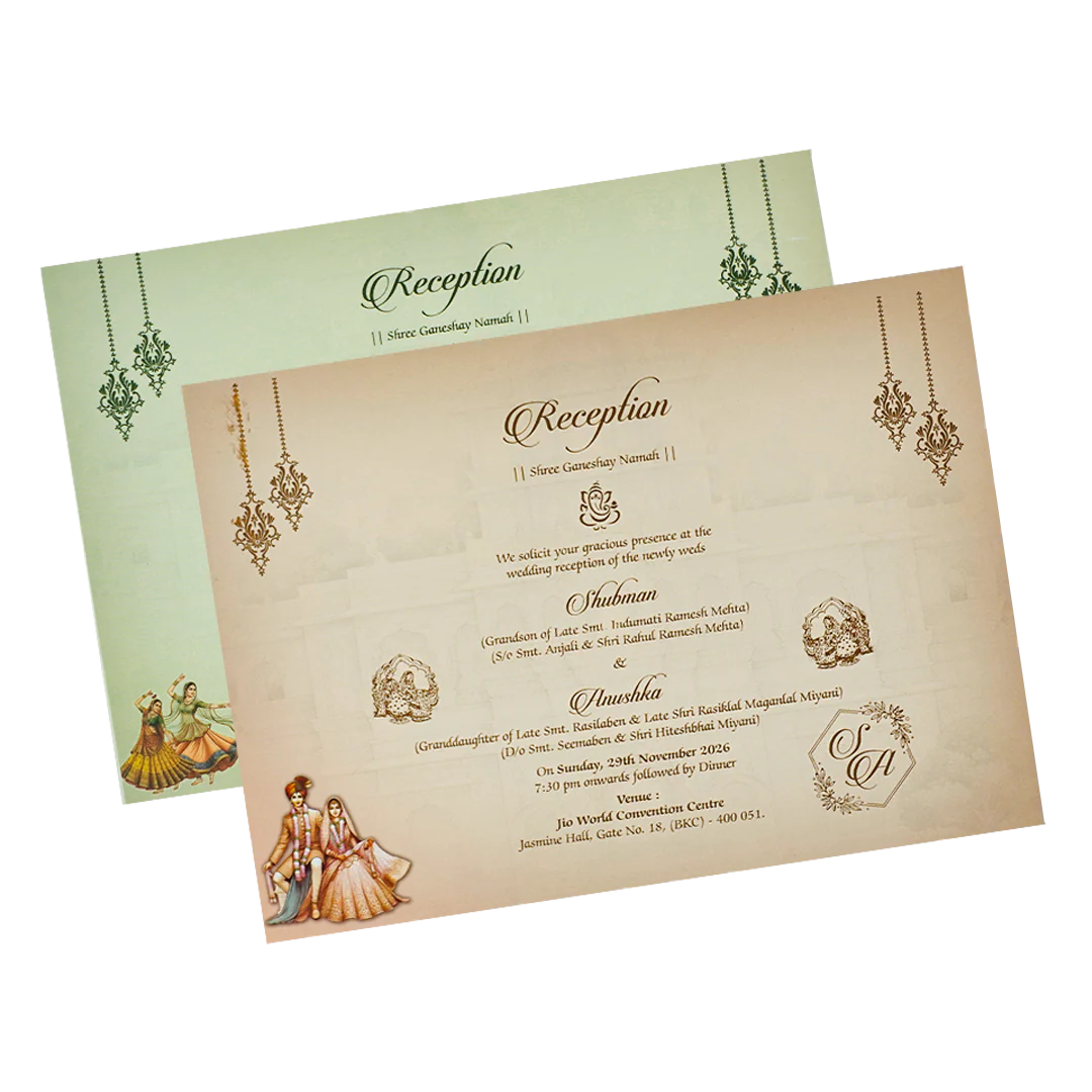 Royal Cream Ivory Padded Wedding Card-KRB09240 - Image 5