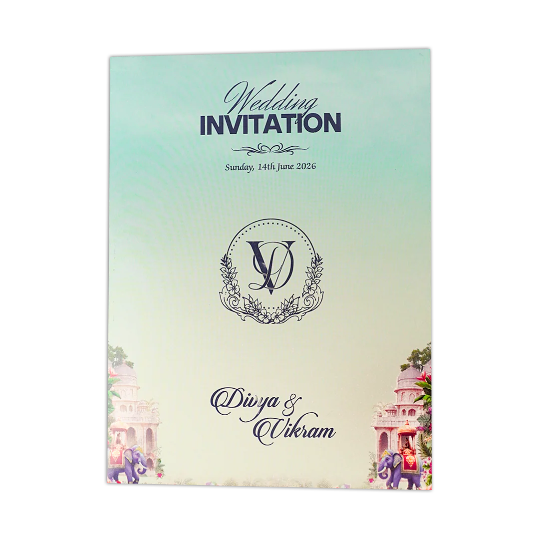 Royal Elephant Gatefold Padded Wedding Card-KNPS8605C - Image 4