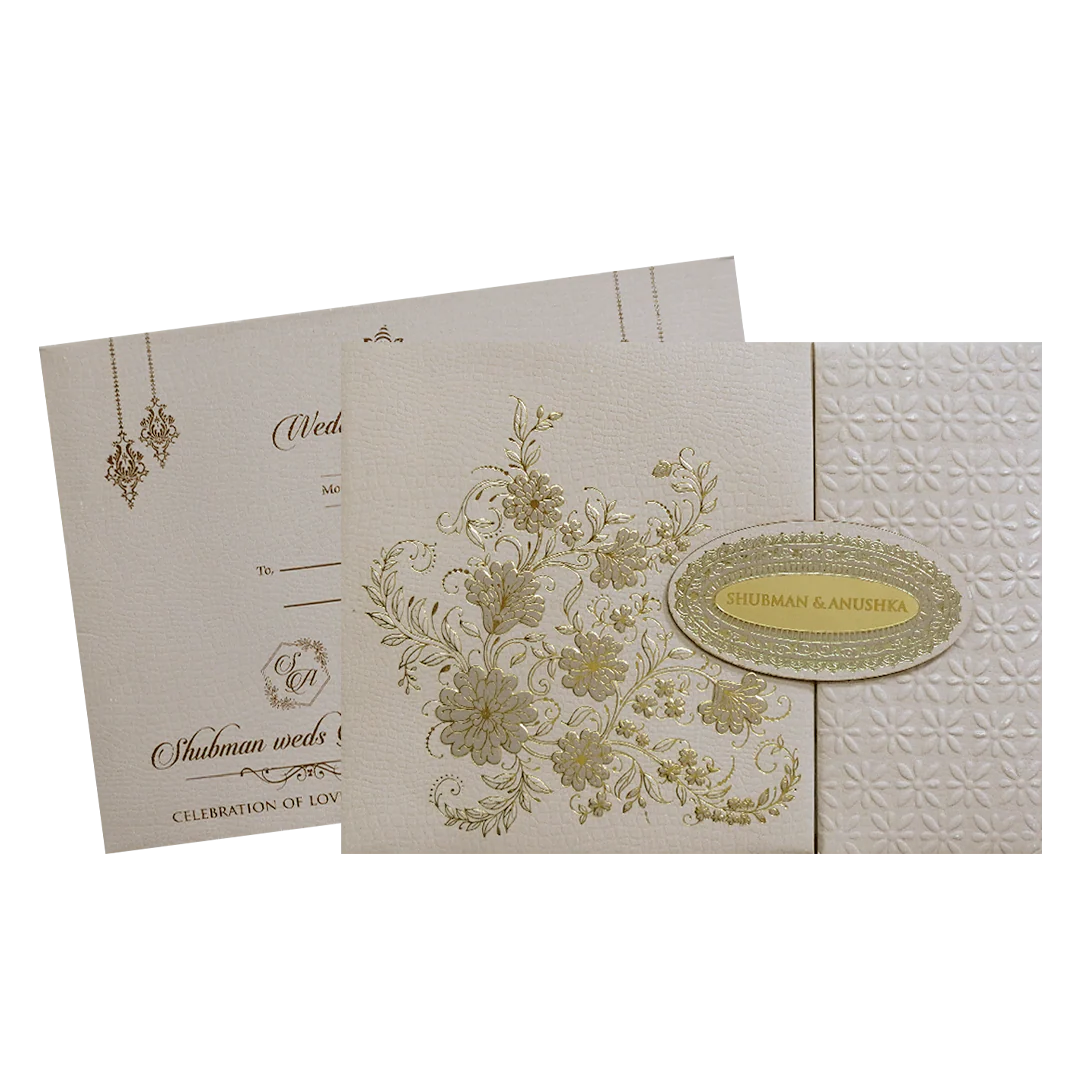Royal Lavender Padded Embossed Gold Door Style Wedding Invitation Card-KRB09660 - Image 2