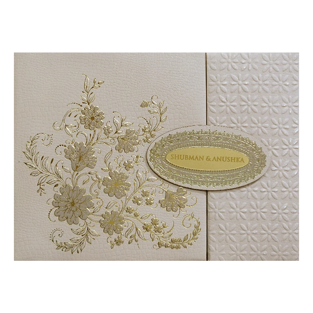 Royal Lavender Padded Embossed Gold Door Style Wedding Invitation Card-KRB09660 - Image 3
