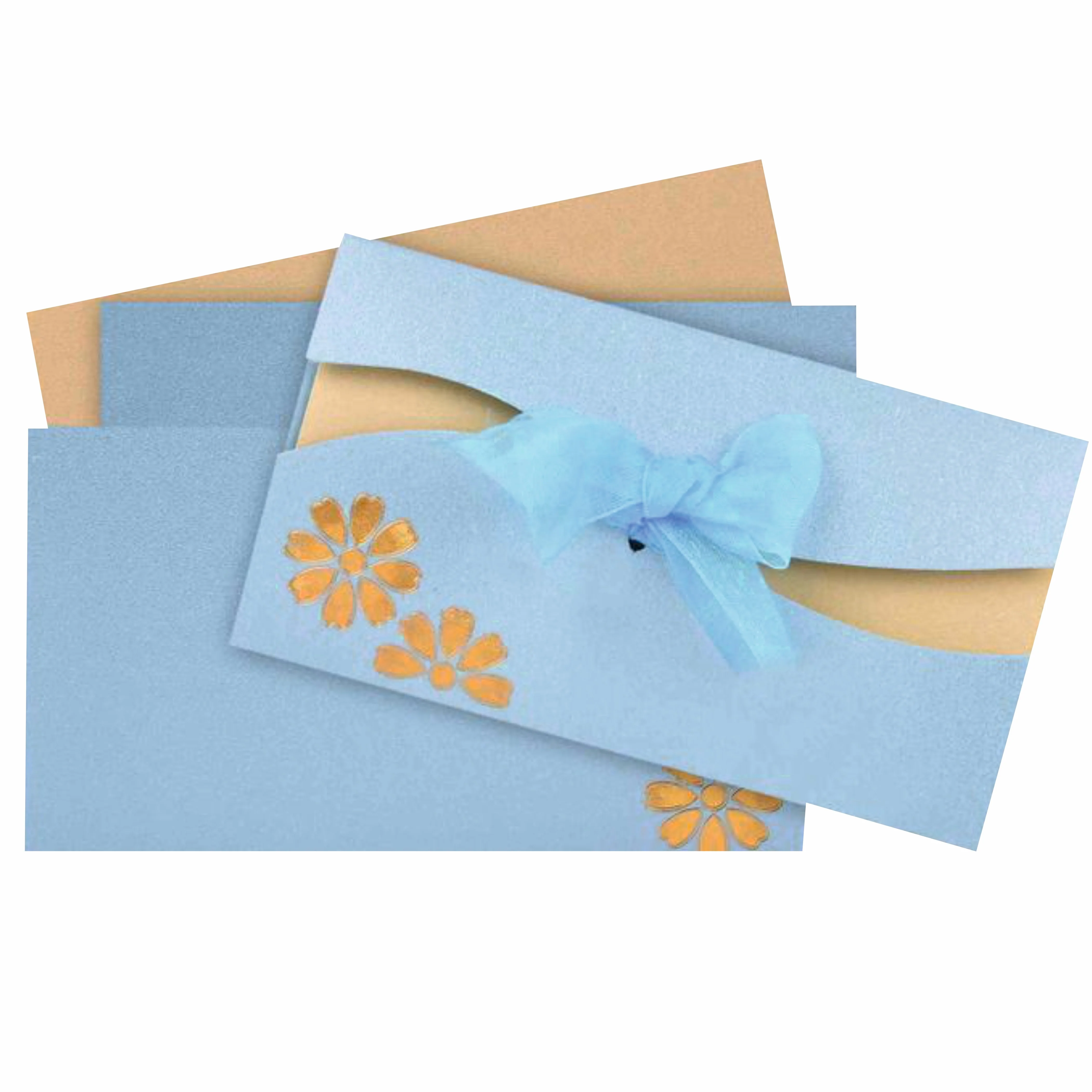 Royal Light Blue Colour Wedding Card - KNK30420