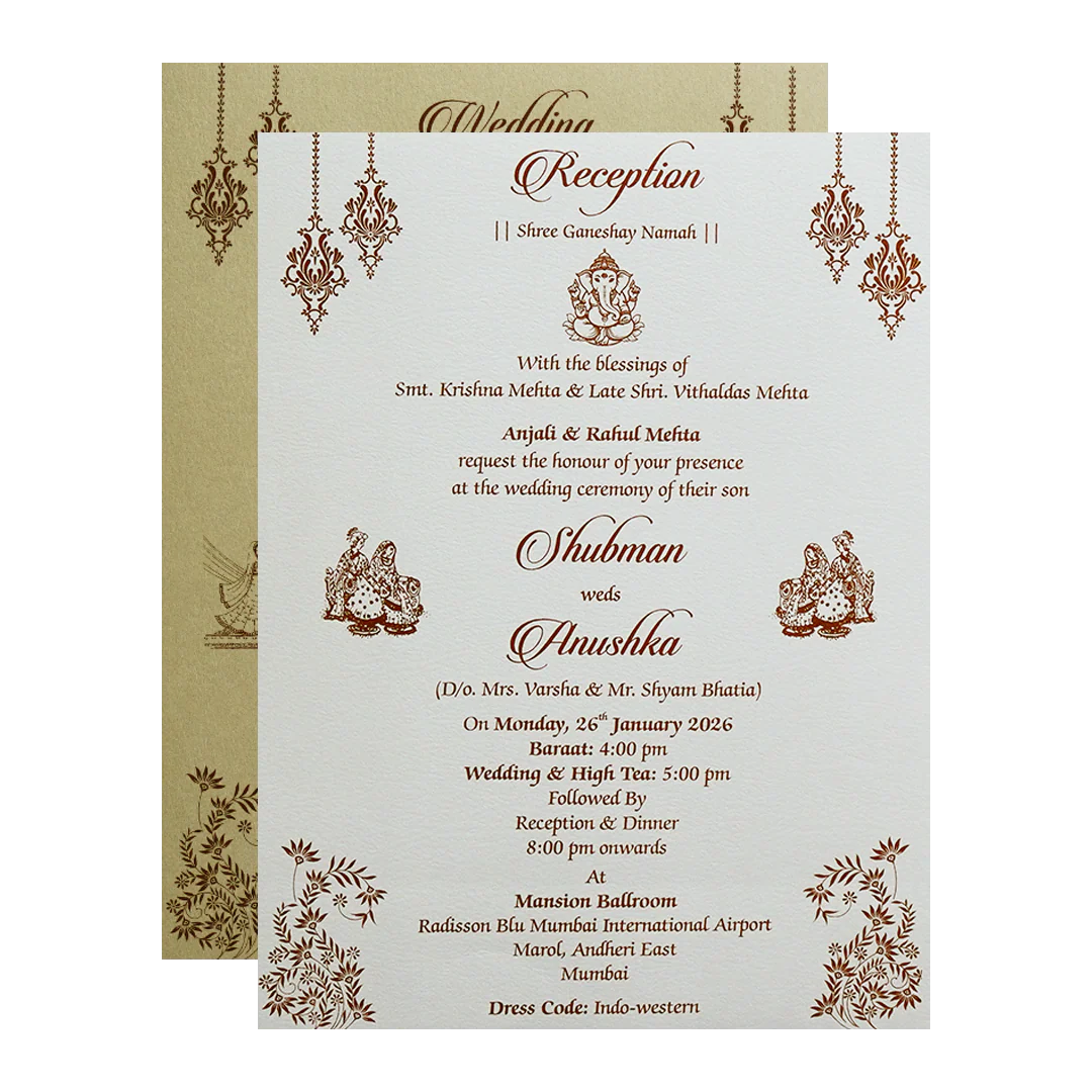 Royal Padded Embossed Floral Wedding Invitation Card-KRB09701 - Image 5