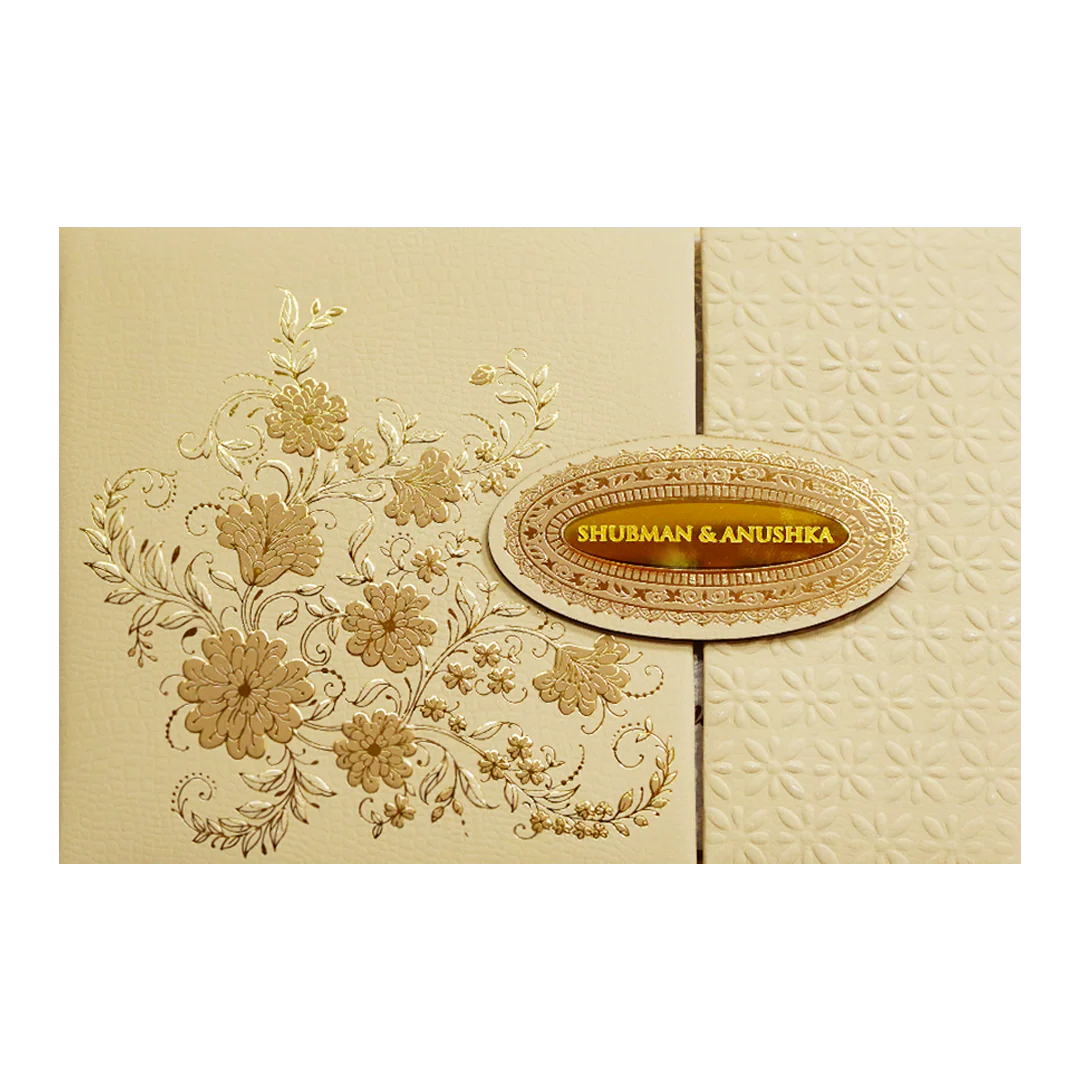 Royal Padded Embossed Gold Wedding Invitation Card-KRB09661 - Image 3