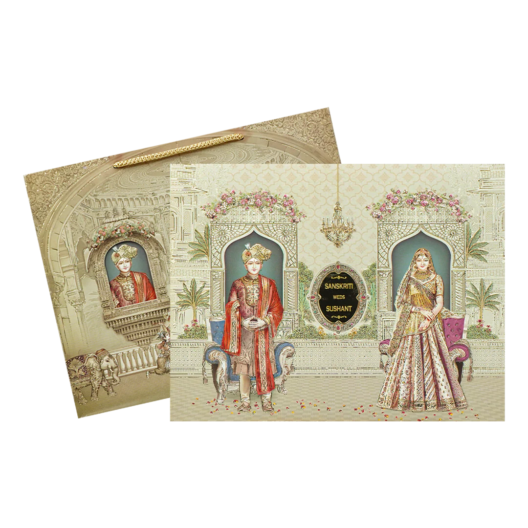 Royal Palace Bag Style Wedding Card-KSI64690 - Image 2