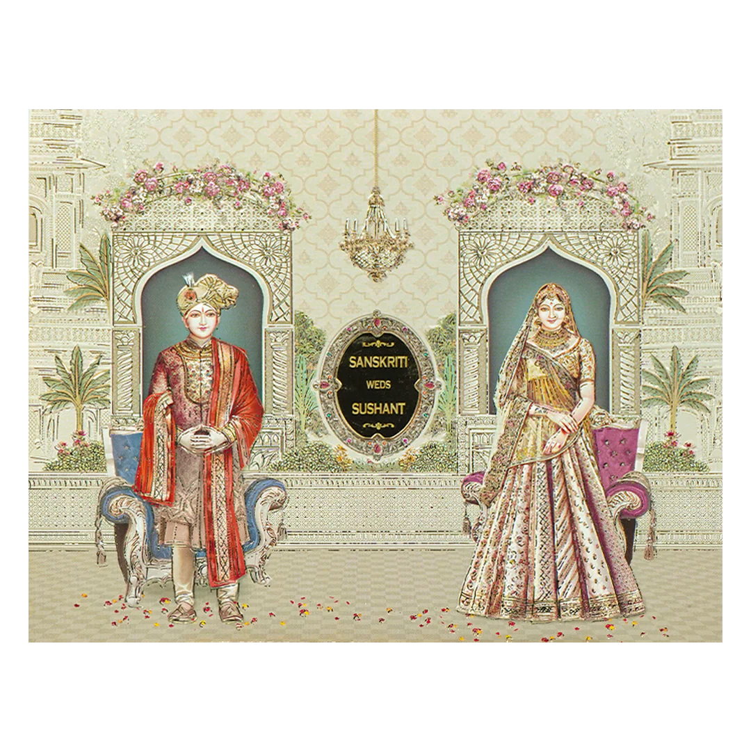 Royal Palace Bag Style Wedding Card-KSI64690 - Image 3