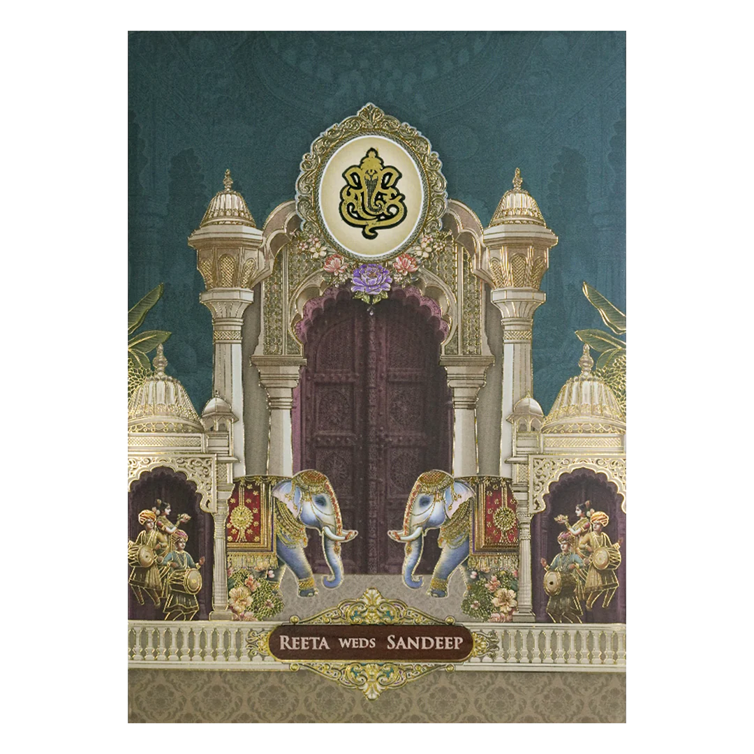 Royal Palace Ganesha Padded Wedding Card-KSH72250 - Image 3