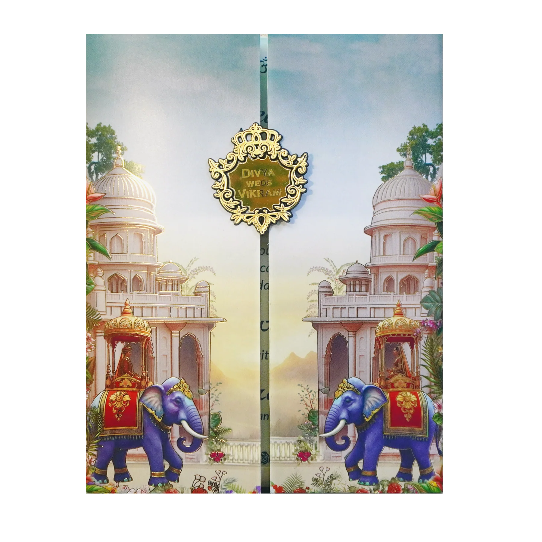 Royal Palace Theme Door Opening Wedding Card-KNKC4086 - Image 3