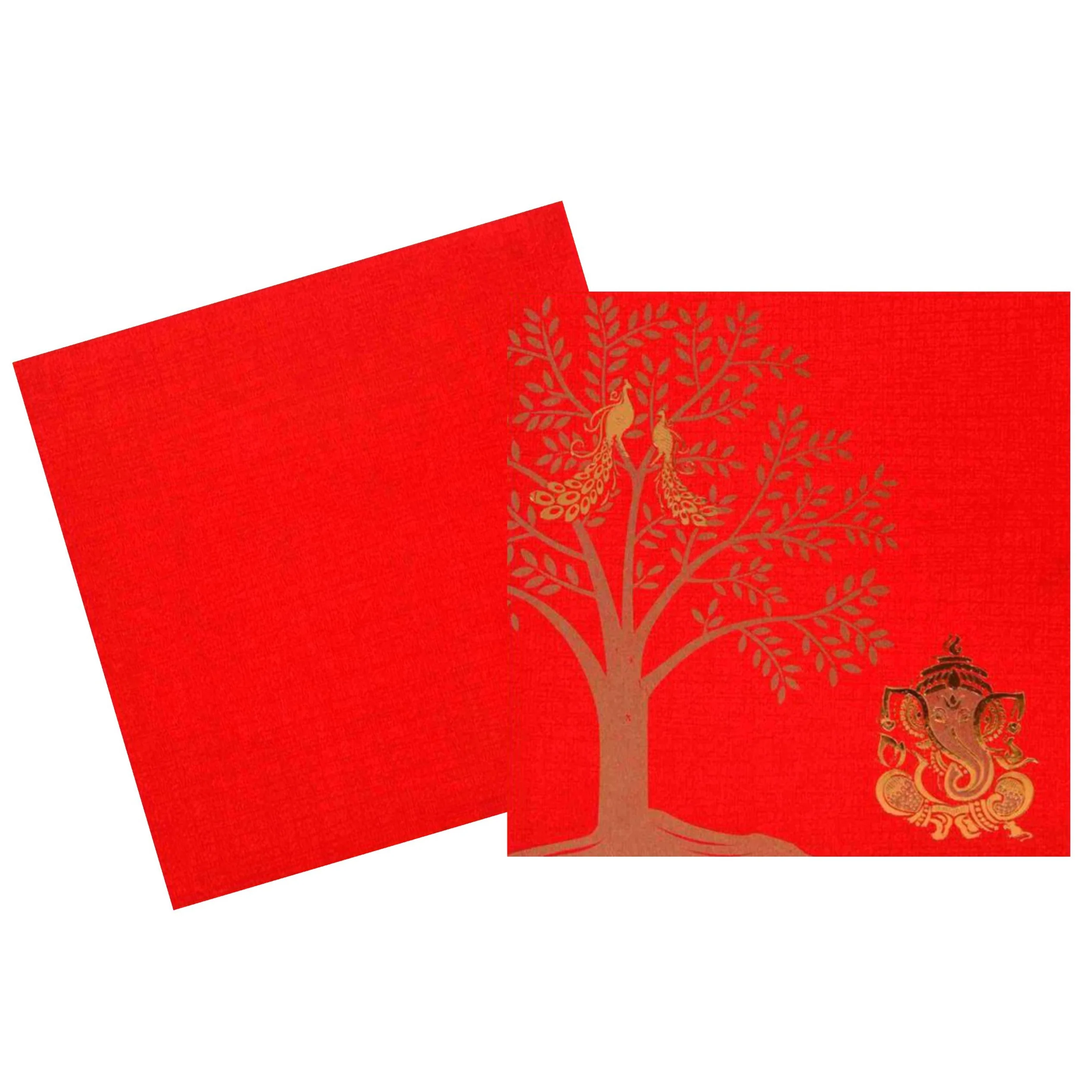 Royal Red Ganesha Tree Wedding Card-KNK43290 - Image 2