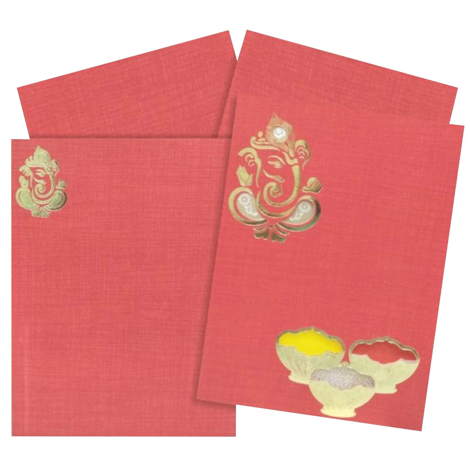 Red Ganesha Invitation Card-KNCM103R