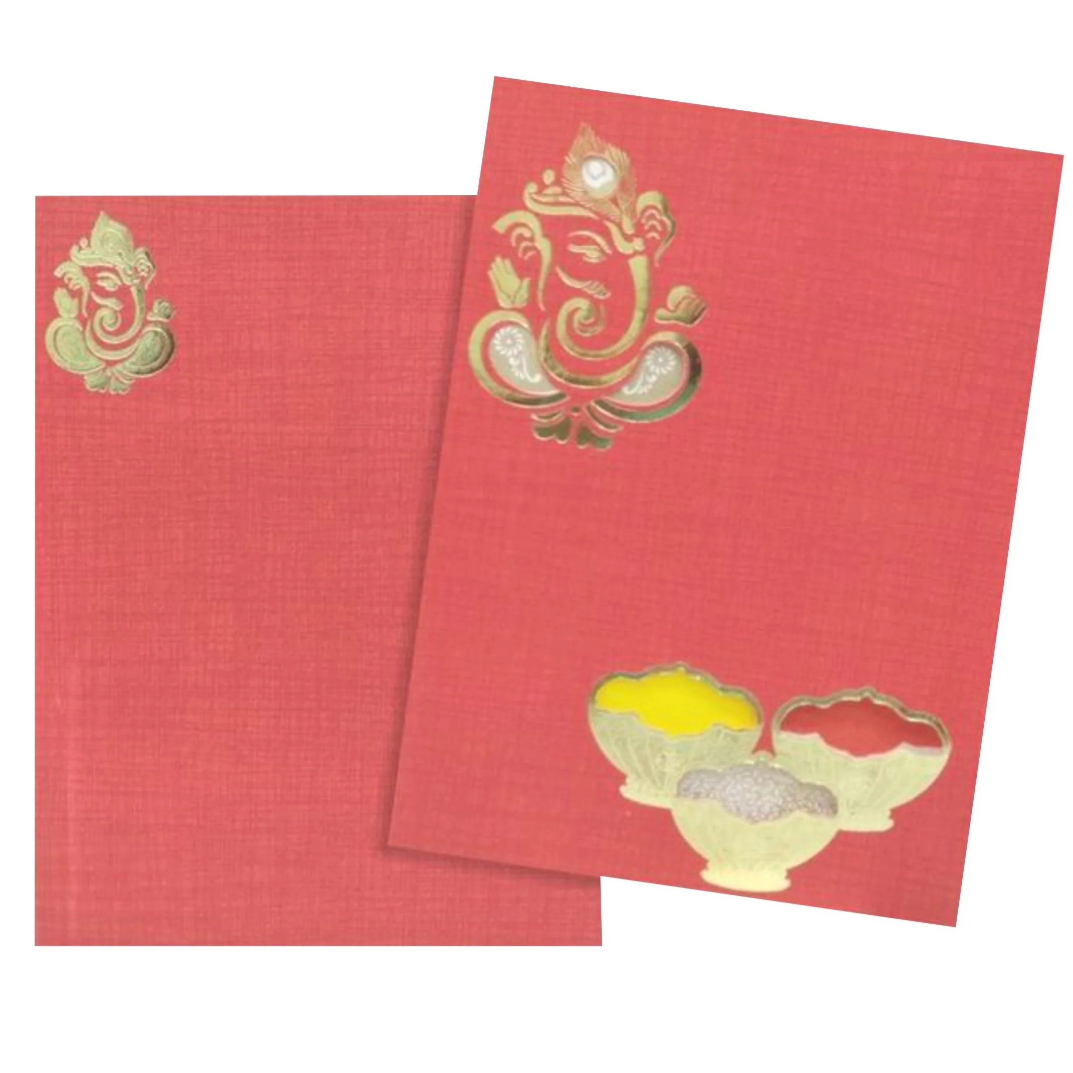 Red Ganesha Invitation Card-KNCM103R - Image 2