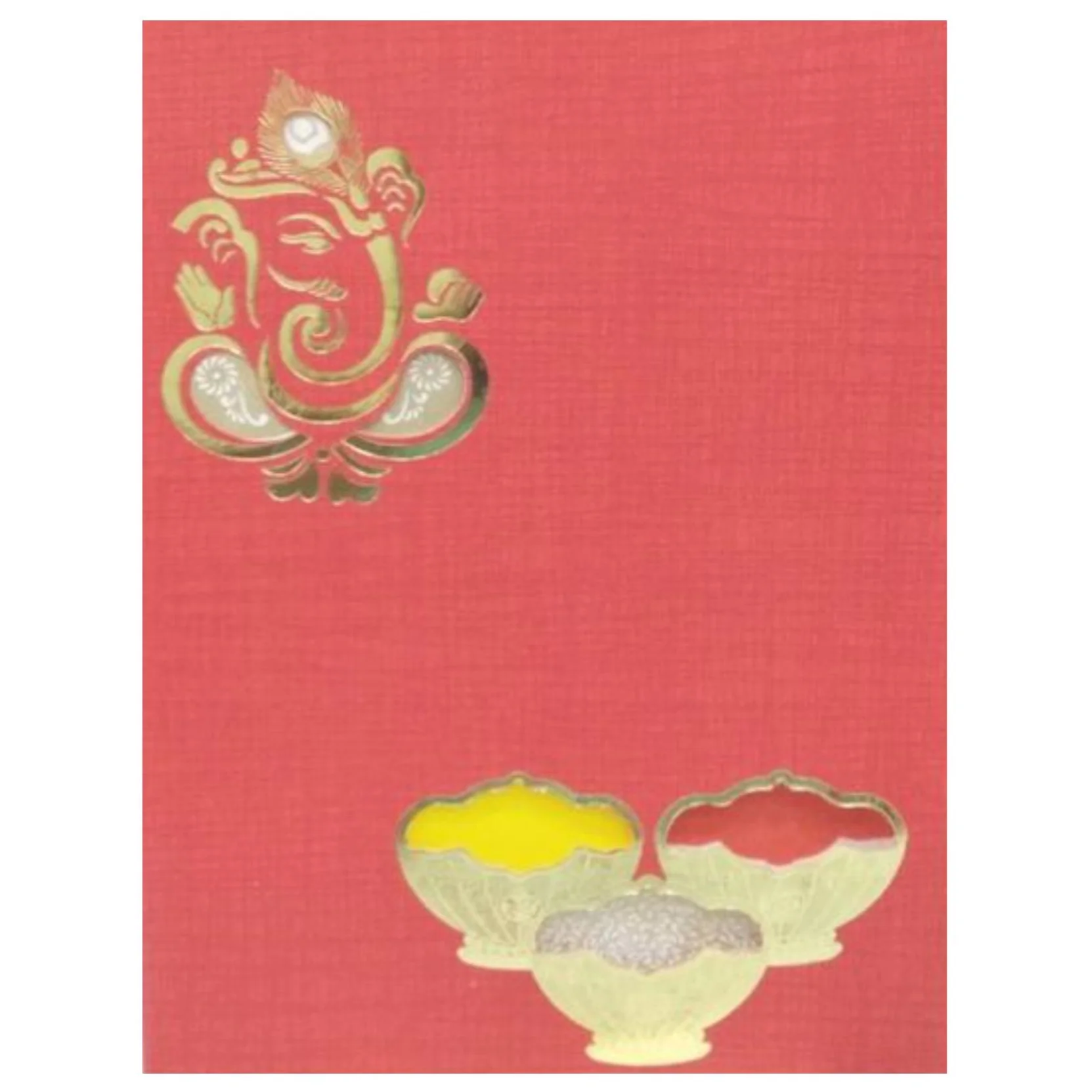 Red Ganesha Invitation Card-KNCM103R - Image 3