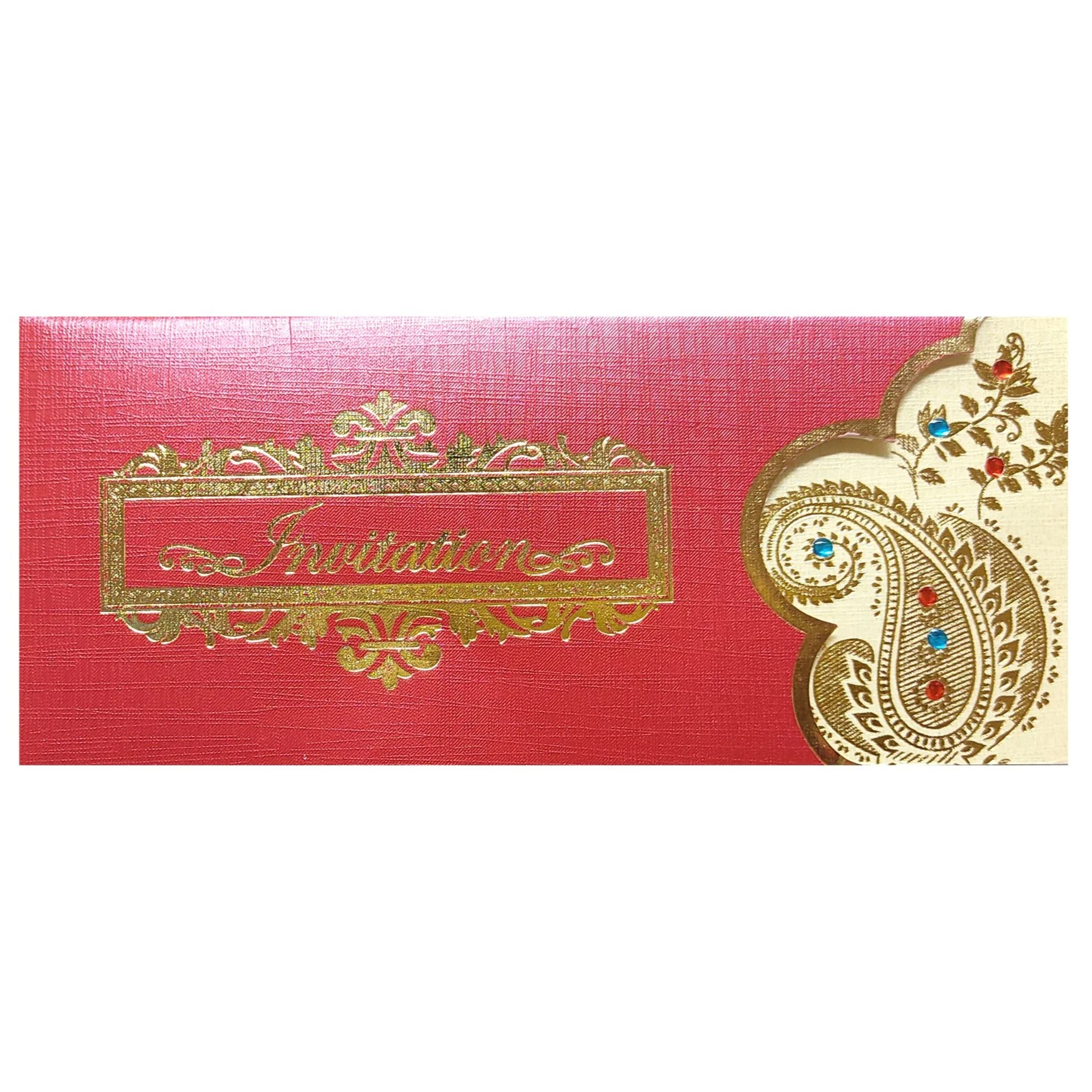 Royal Red Shading With Gold Foiling Personal Wedding Card - KNKSP730 - Image 3