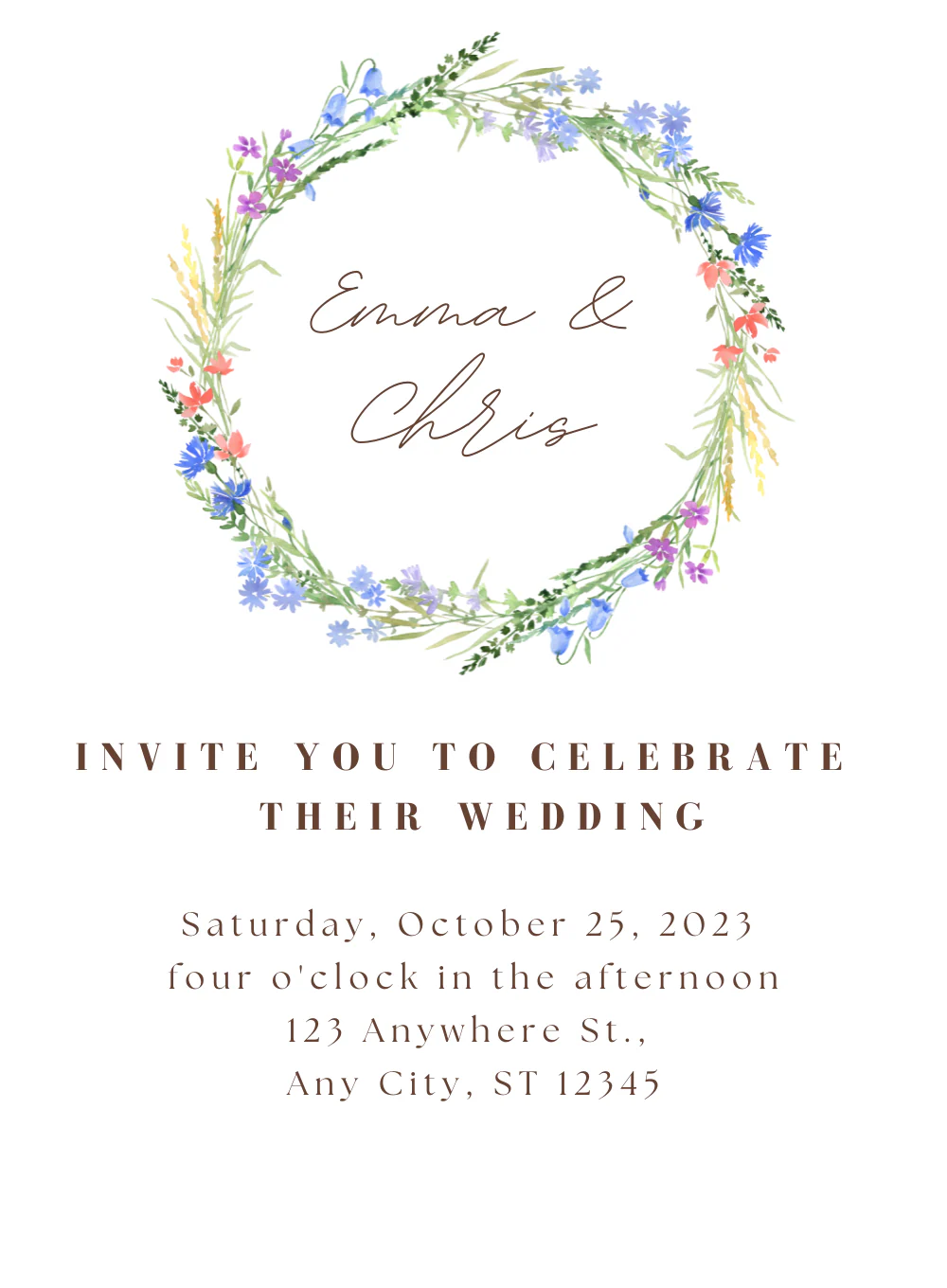 Rustic Wreath Christian Wedding Invitation-AACWI015