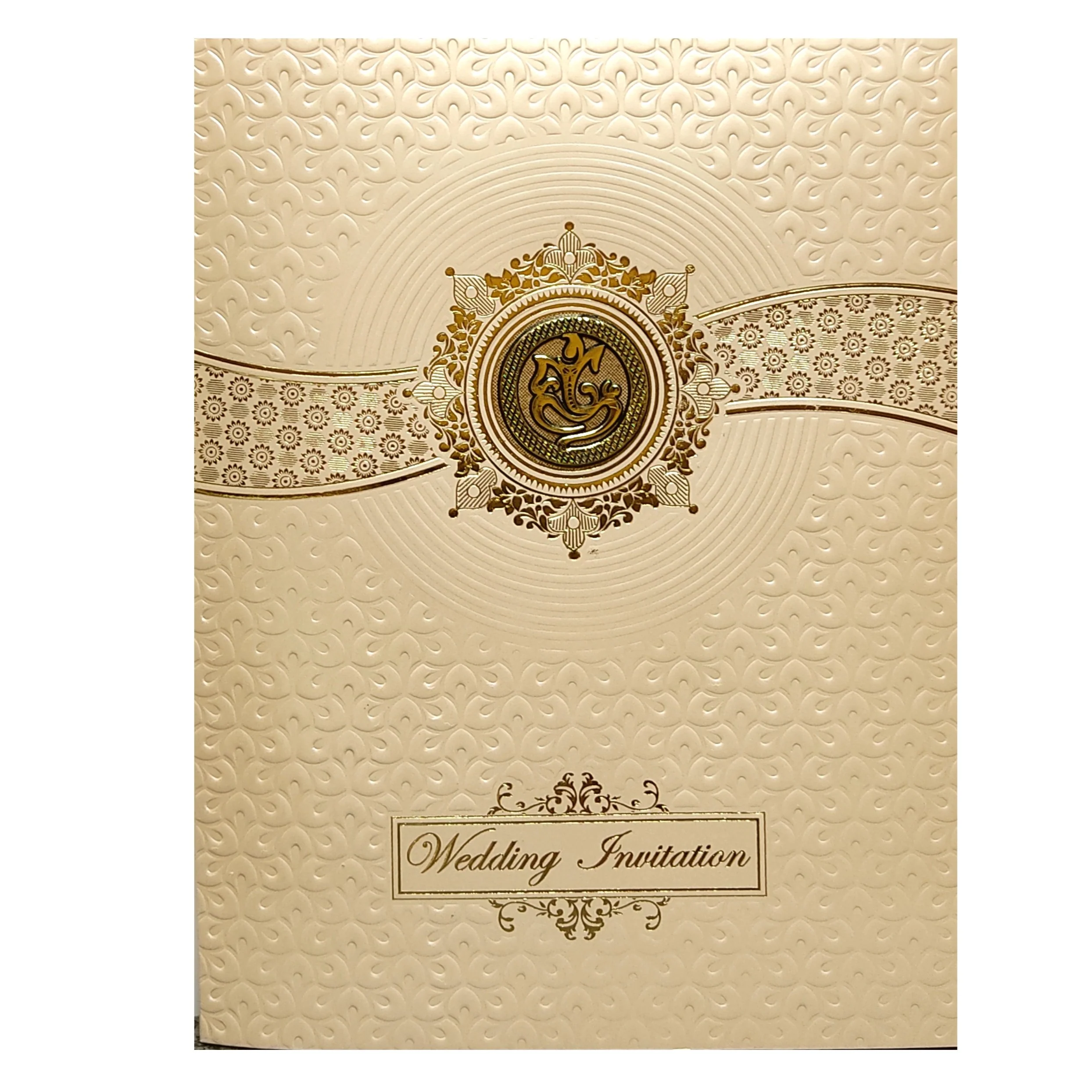 Sandal Embossed Ganesha Invitation Card-KNK4203P - Image 3