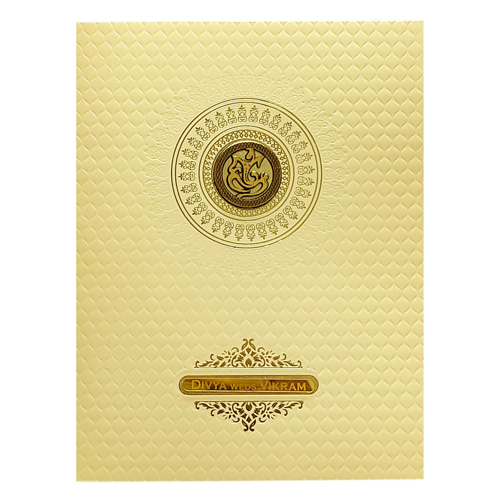 Sandal Embossed Ganesha Invitation Card-KNK4202C - Image 3