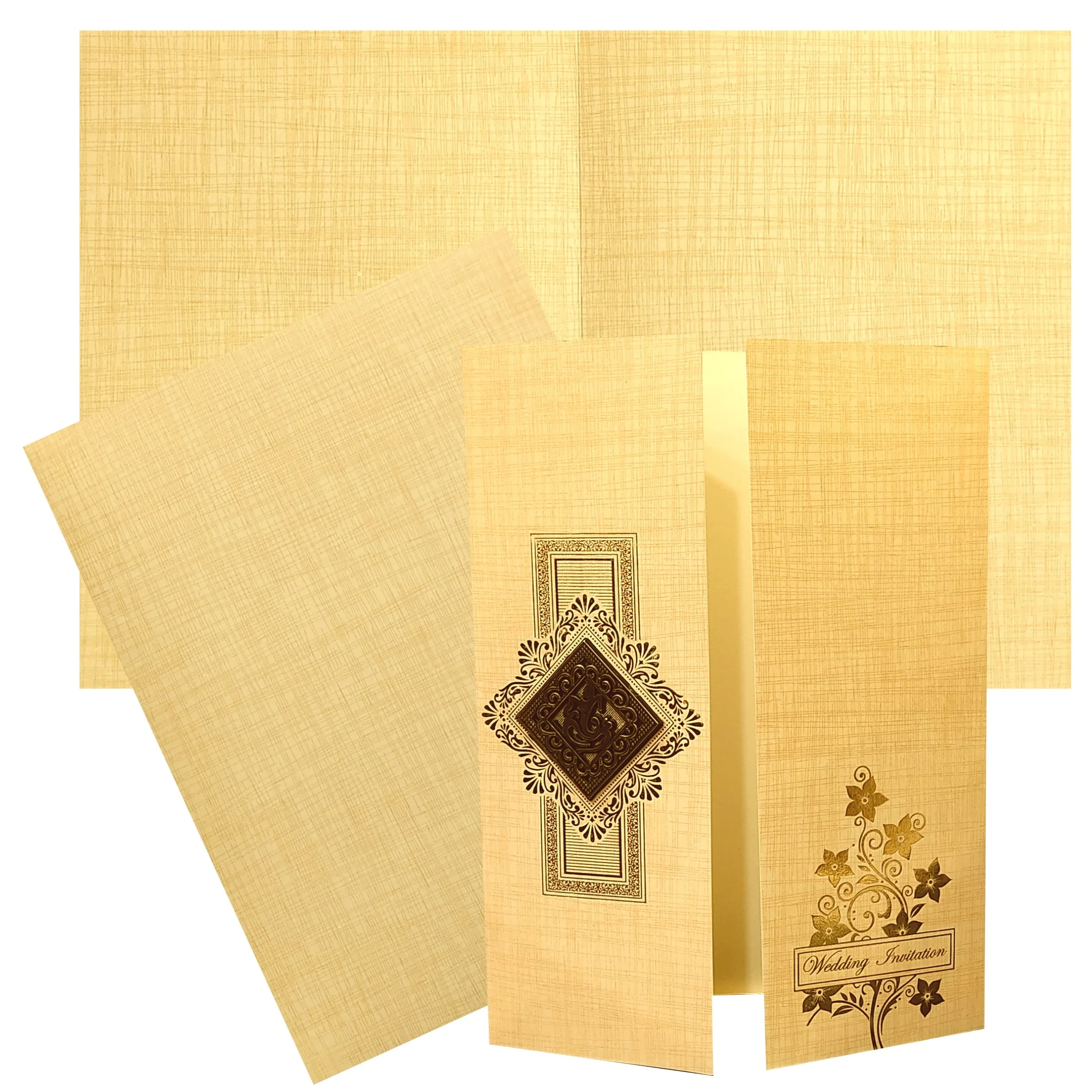 Sandal Ganesha Wedding Invitation Card-KNK7076S