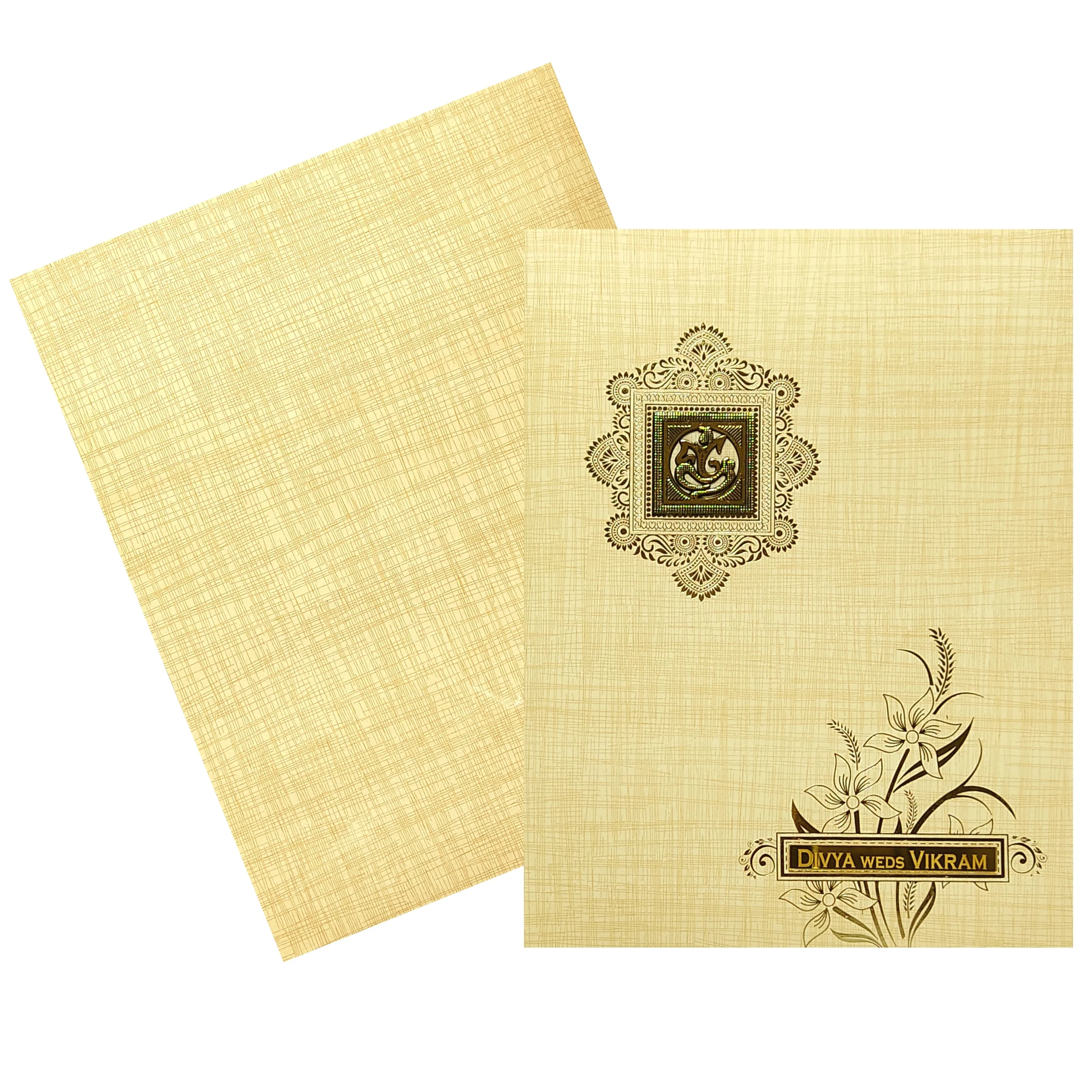 Sandal Metallic Floral Invitation Card-KNK2060S - Image 2