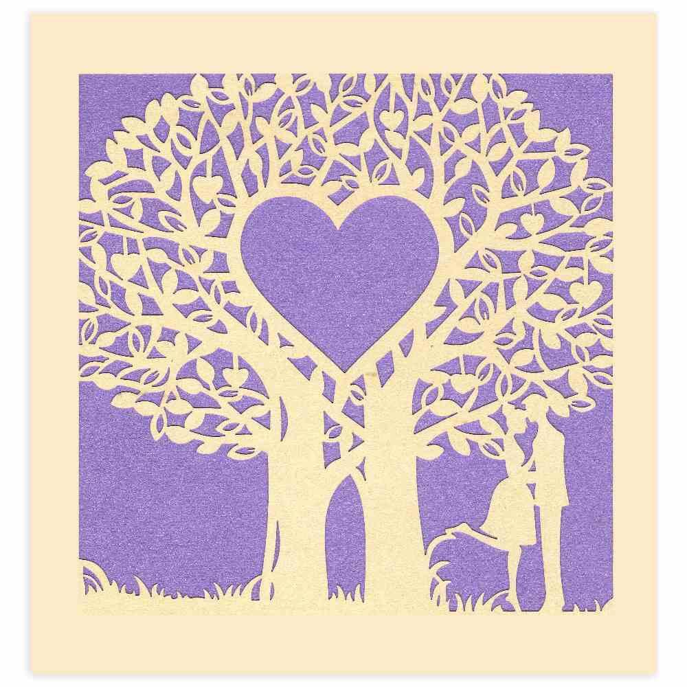 Sentimental theme with laser cut violet color wedding card Invitation Card - KRM06240 - Image 3