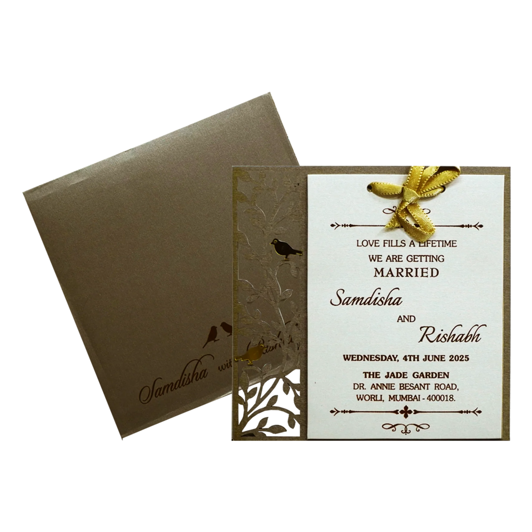 Shimmery Brown MDF Invitation-Krc30850 - Image 2