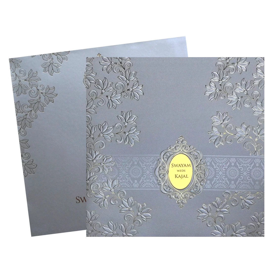 Silver Embossed Wedding Card-KPR09130 - Image 2