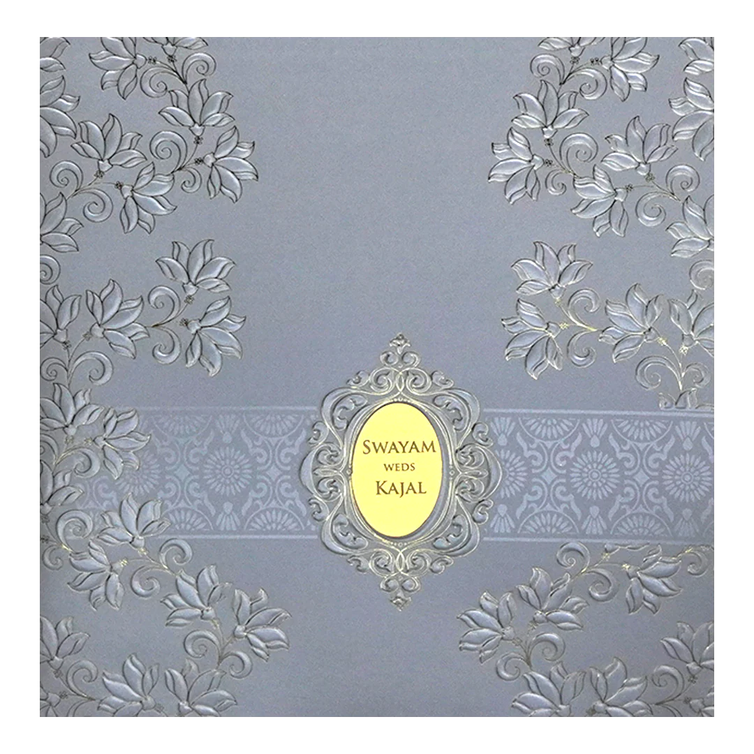 Silver Embossed Wedding Card-KPR09130 - Image 3