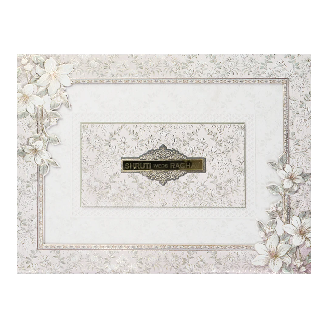 Silver Floral Padded Wedding Card-KSI64030 - Image 3