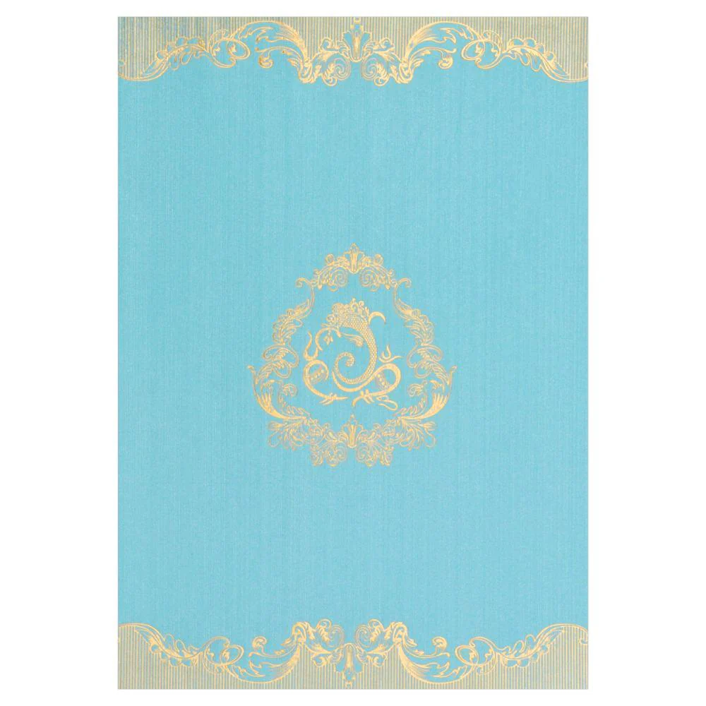 Light Blue Ganesha Floral Invitation Card-KNK4765 - Image 3