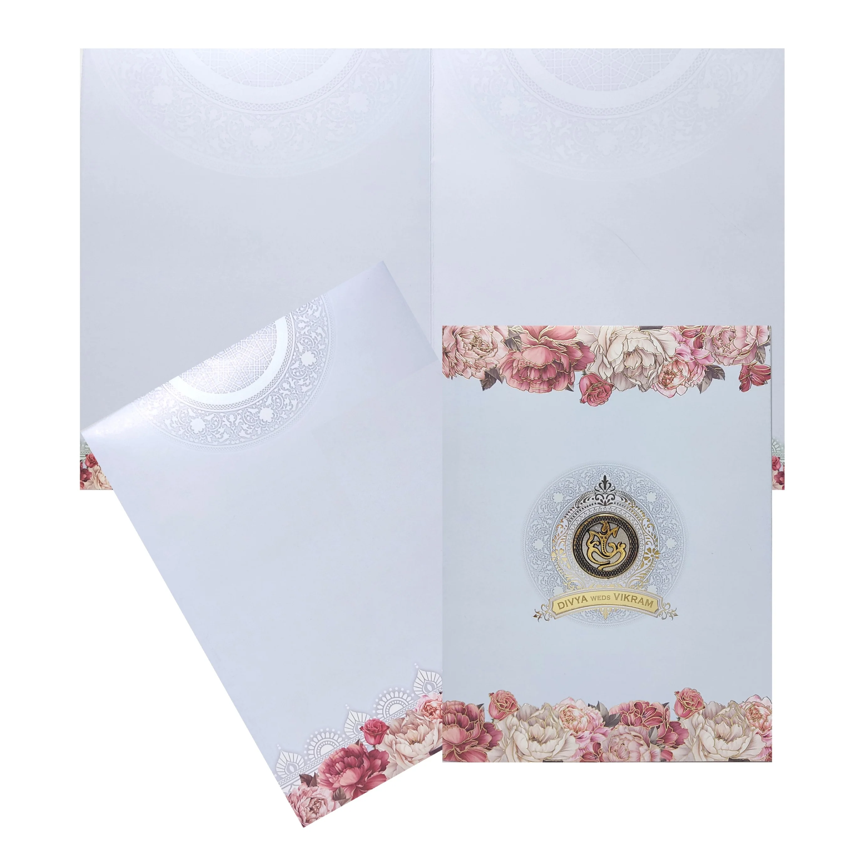 Sky Blue Floral Offset Invitation Card-KNKJ1102