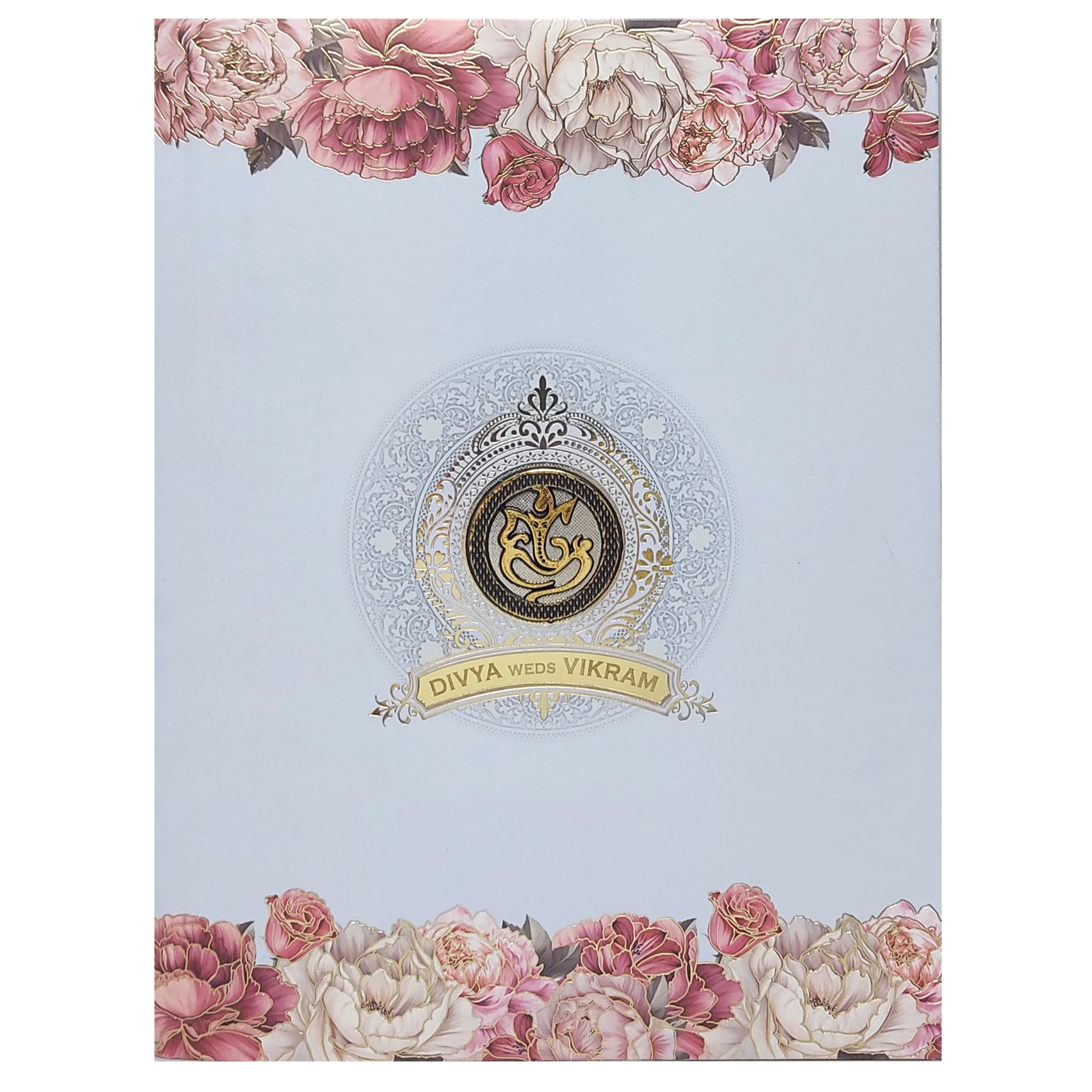 Sky Blue Floral Offset Invitation Card-KNKJ1102 - Image 3